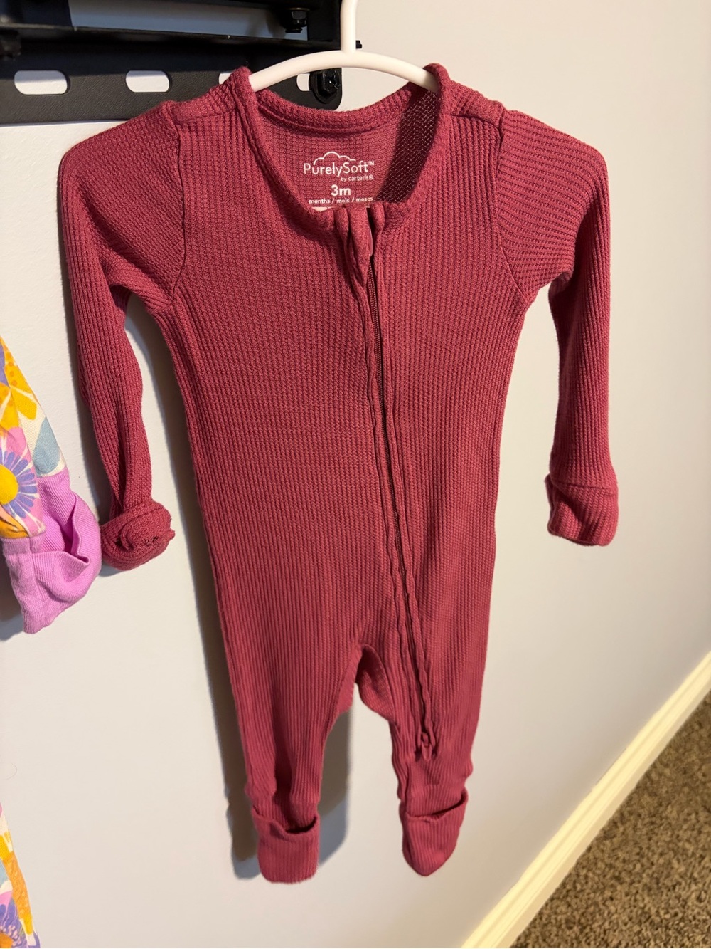 Carter's Ultra soft Mauve Pink Ribbed Footed One-Piece Pajamas